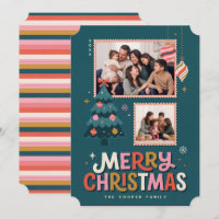 Collage de carte de Noël rétro timbre-poste