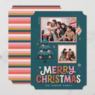 Collage de carte de Noël rétro timbre-poste
