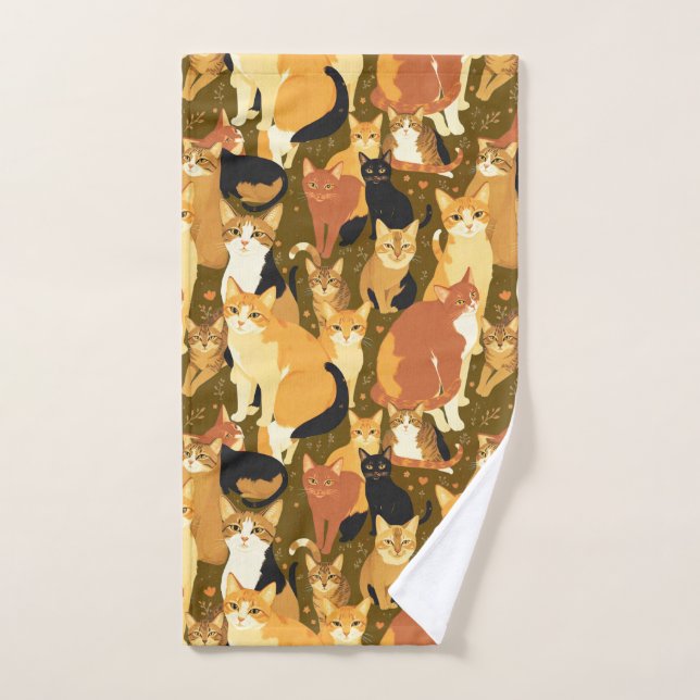 Collage de chats en Brown, Tan et Rust (Serviette à main)