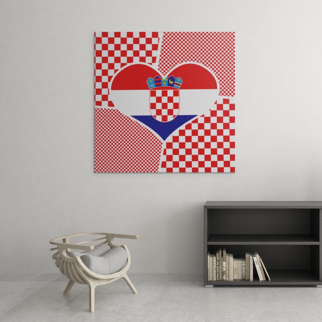 Collage de coeur de drapeau croate avec toile à da (Créateur téléchargé)