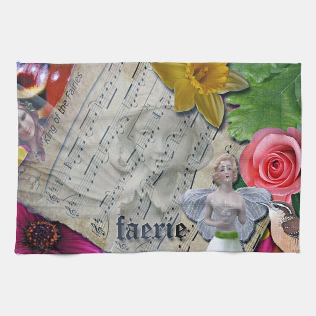 Collage de fées, serviette de cuisine, (Horizontal)