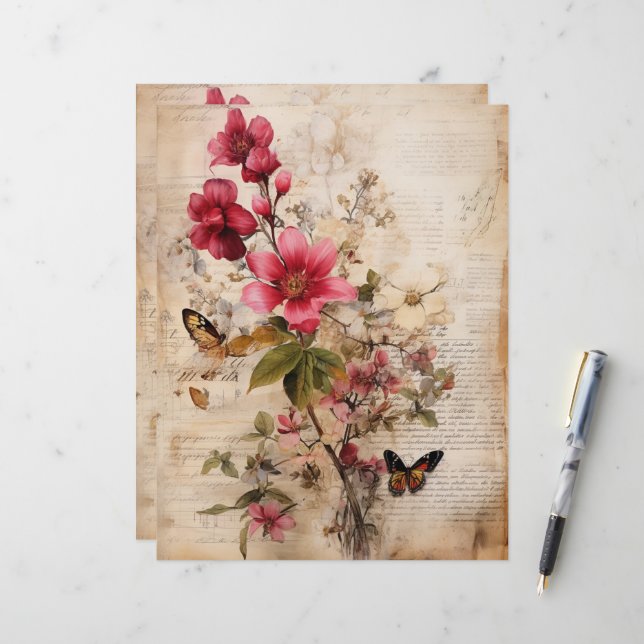 Collage de fleurs bourguignonnes sur fond d'écran  (Devant/Arrière en situation)