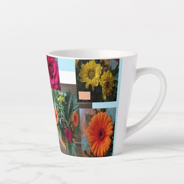 Collage de fleurs d'automne Tasse Latte (Droite)
