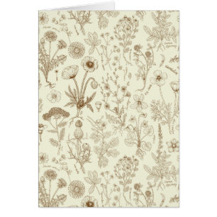 Collage de fleurs sauvages / beige et sépia