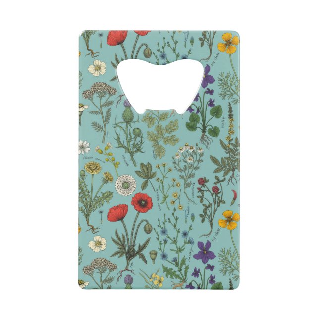 Collage de fleurs sauvages sur fond bleu (Devant)