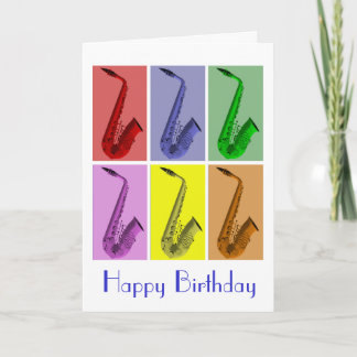 Collage de la carte d'anniversaire des saxophones