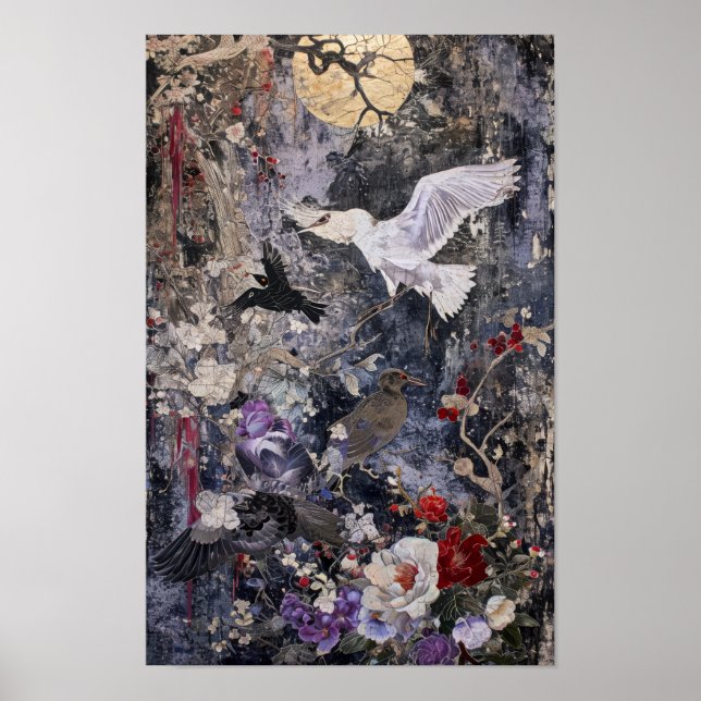Collage de la nature : Poster d'oiseaux et d'anima (Devant)