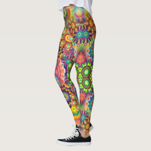 Collage de Mandala floral Leggings de Yoga psychéd