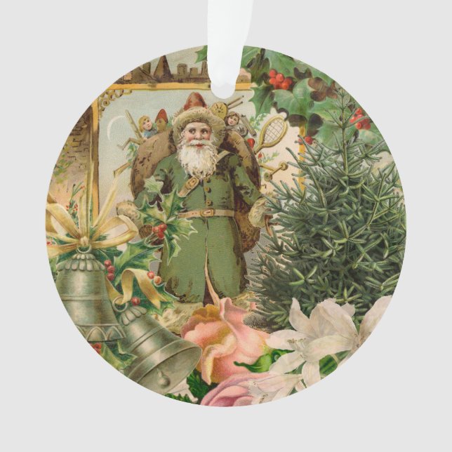 Collage de Noël du Père Noël vert de l'ancien mond (devant)