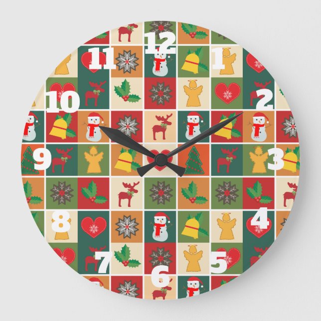 Collage de Noël Horloge ronde avec chiffres (Recto)
