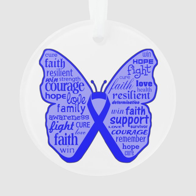 Collage de papillon de cancer du rectum des mots (dos)