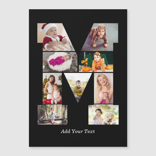 Collage de photo de la lettre M en noir et blanc (Devant)