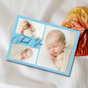 Collage de photos bébé Shower bleu ciel Merci