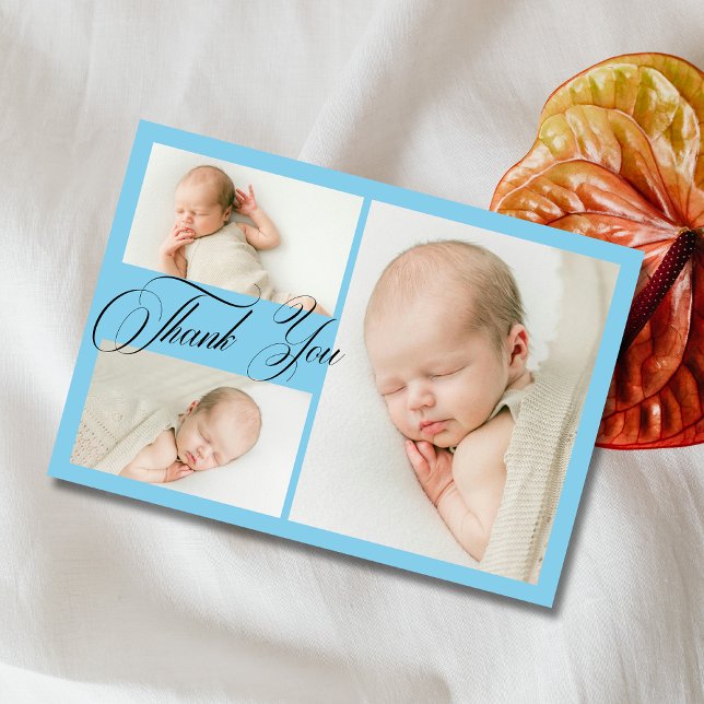 Collage de photos bébé Shower bleu ciel Merci  (Créateur téléchargé)