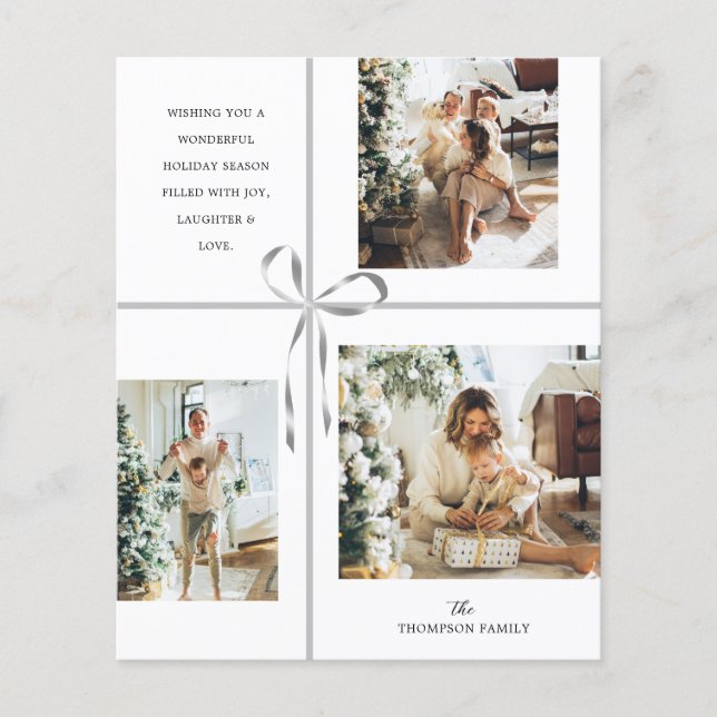 Collage de photos BUDGET boîte d'argent ruban Noël (Devant)