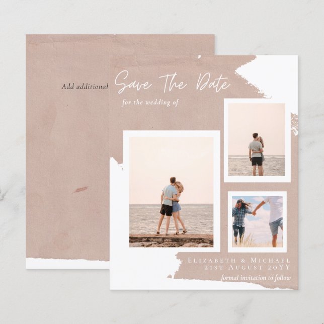 Collage de photos BUDGET Enregistrer Date Abstrait (Devant / Derrière)