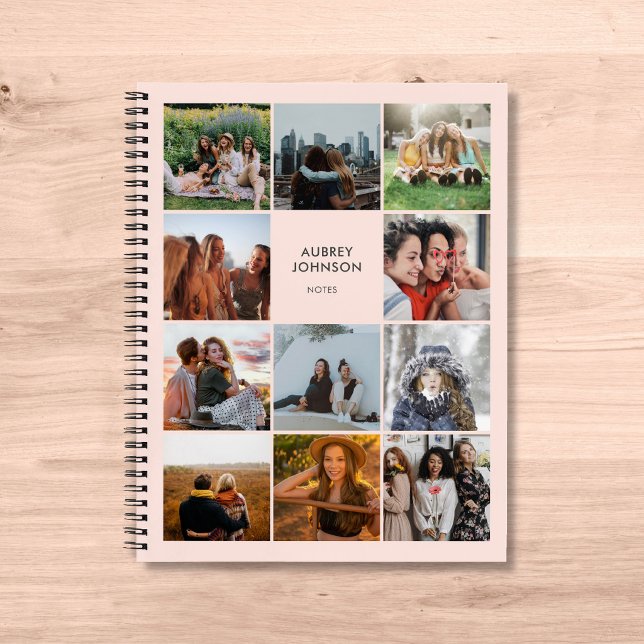 Collage de photos Cahier simple moderne rose école (Créateur téléchargé)