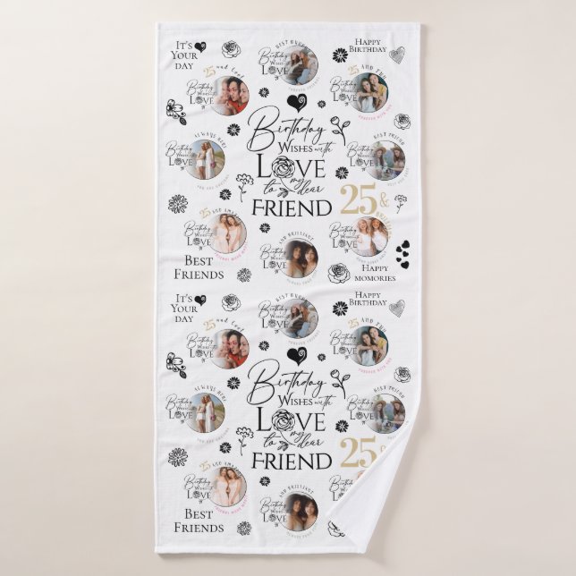 Collage de photos d'anniversaire du ven. (Serviette de bain)