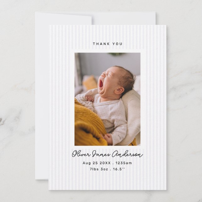 Collage de photos de bébé moderne Merci Rayures (Devant)