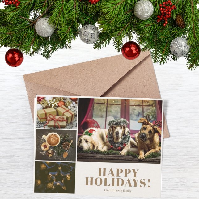 Collage de photos de crème Nouvelle année Carte de (1)