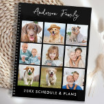 Collage de photos de famille Nom personnalisé 2023<br><div class="desc">Planificateur de calendrier de collage photo personnalisé. Gardez à portée de main tous vos rendez-vous et planifiez avec notre planificateur photo amusant qui a 9 photos à personnaliser et à nommer. Ce planificateur de collage photo branché est parfait pour le programme de travail, les événements scolaires pour enfants, les rendez-vous...</div>