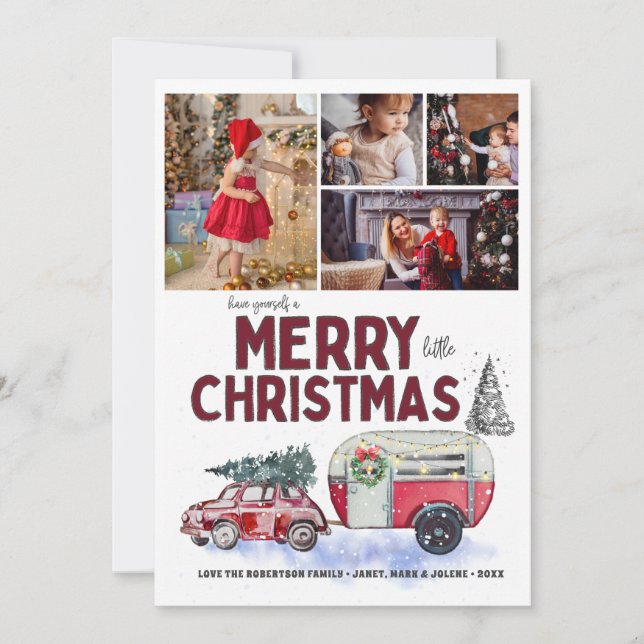 Collage de photos de Noël avec une caravane rouge  (Devant)