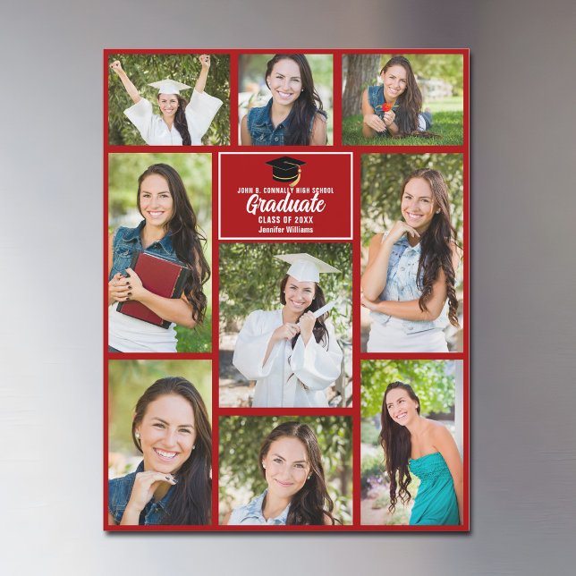 Collage de photos de remise de diplômes rouge 2023 (Créateur téléchargé)