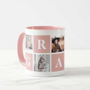 Collage de photos en rose des mugs personnalisés p