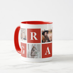 Collage de photos en rouge des mugs personnalisés
