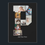 Collage de photos lettre P noir et blanc<br><div class="desc">Ce collage de photos à monogramme est un design personnalisé qui combine un monogramme audacieux (initiales ou lettre) avec une collection de photos disposées artistiquement à l'intérieur ou autour de lui. C'est une façon élégante de mettre en valeur des souvenirs tout en ajoutant une touche unique et élégante à la...</div>