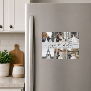 Collage de photos modernes gris Save the Date