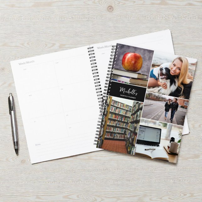 Collage de photos personnalisé  (Customizable photo collage cover monthly planner)