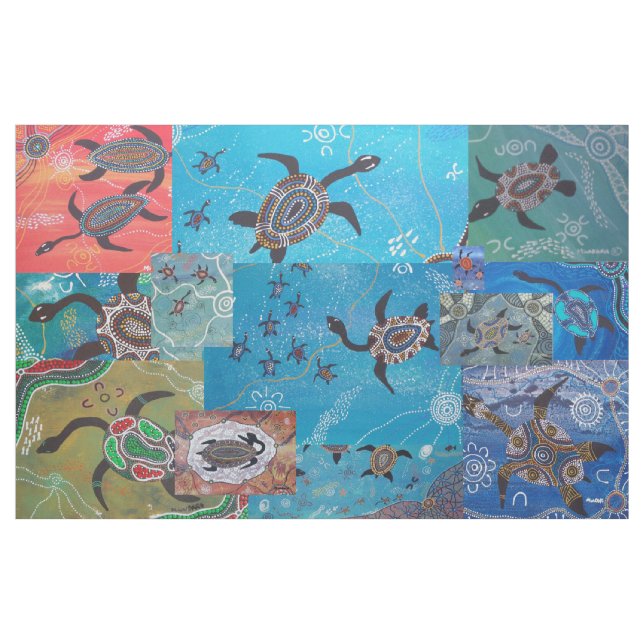 Collage de rêve de tortue tissu autochtone (Yard)