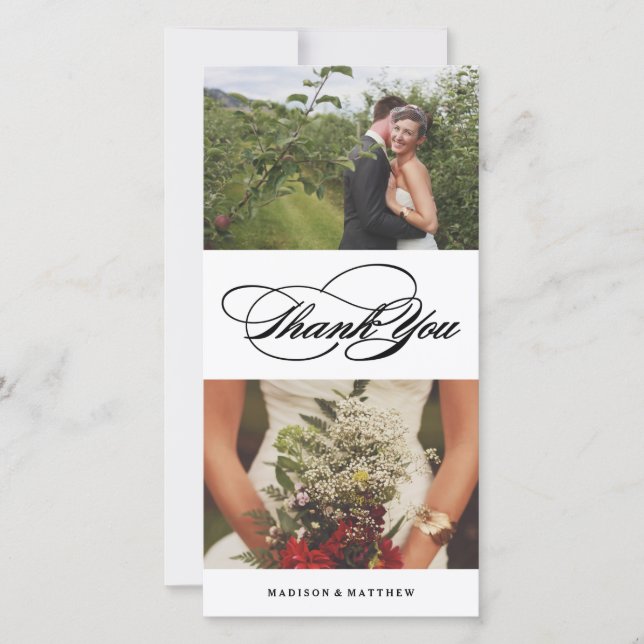 Collage d'élégance | Carte photo mariage Merci (Devant)