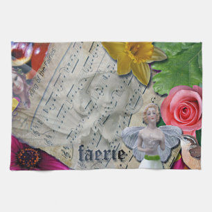 Collage féerique, serviette de cuisine,