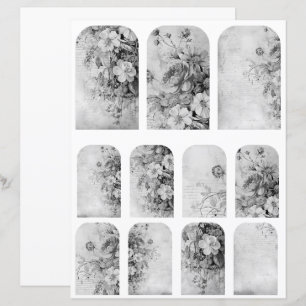 Collage Fleurs Vintage 1b 4 sur 4 Noir et Blanc