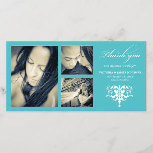 COLLAGE FORMEL TURQUOISE CARTE DE REMERCIEMENTS