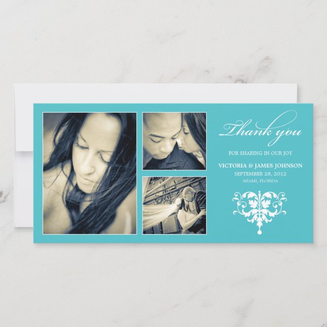 COLLAGE FORMEL TURQUOISE | CARTE DE REMERCIEMENTS  (Devant)
