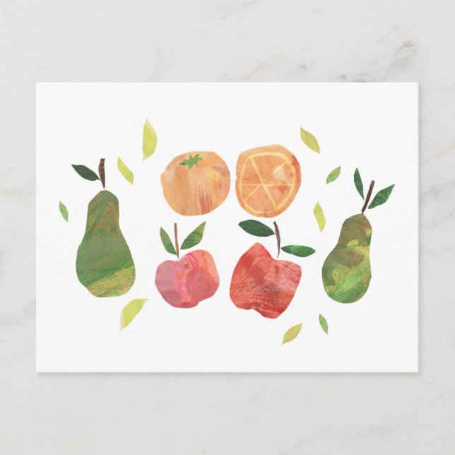 Collage Fruit Illustration Carte postale (Devant)