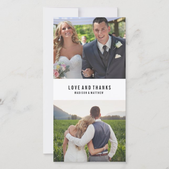 Collage minimal | Carte photo mariage Merci (Devant)