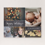 Collage moderne personnalisé Puzzle photo pour fam<br><div class="desc">Rapprochez votre famille de cette période de vacances avec notre Puzzle photo Collage Moderne Personnalisé. Ce puzzle personnalisé est plus qu'un simple jeu ; c'est une façon de revivre des souvenirs chéris et de créer de nouveaux avec vos proches. Customisez ce puzzle photo collage moderne avec votre nom de famille...</div>