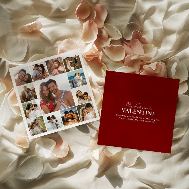 Collage moderne Red Valentine's Day Carte photo (Cherish memories with a Valentine's card featuring you and your loved one, expressing your bond.)