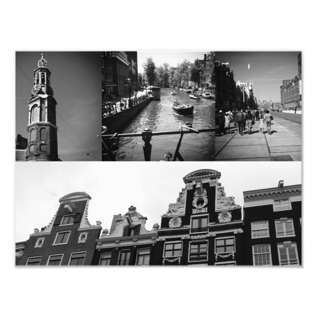 Collage photo Amsterdam 2 en noir et blanc (Devant)