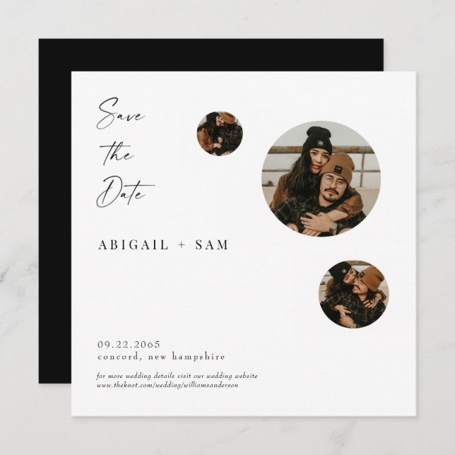 Collage Photo Carré Enregistrer la date Invitation (Devant / Derrière)