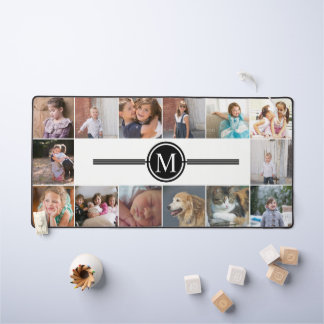 Collage photo de 14 photos et monogramme noir