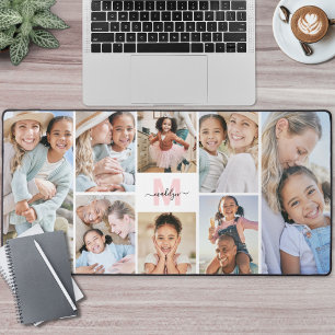 Collage photo de 8 avec monogramme rose blush