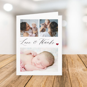 Collage photo de bébé 3 élégante carte de remercie