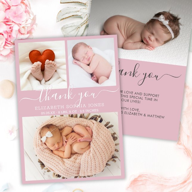 Collage photo de Faire-part de naissance de Merci (Créateur téléchargé)