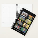 Collage photo de famille 8 photos noir personnalis<br><div class="desc">Faites votre propre collage photo de famille,  8 photos sur arrière - plan noir,  planificateur. Vous pouvez ajouter vos propres photos et nom,  monogramme et année pour créer un planificateur unique et personnel.</div>