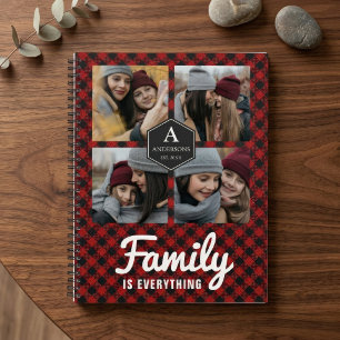 Collage photo de famille bûcheron à carreaux rouge